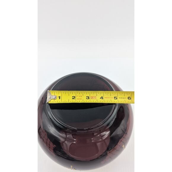 Large Bohemian Glass Bowl Purple Amethyst Gold Gilt Enameled Applied Flowers 7" - Picture 12 of 13